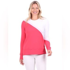 Duffield Lane London Sweatshirt Pink Colorblock Large Preppy Coastal